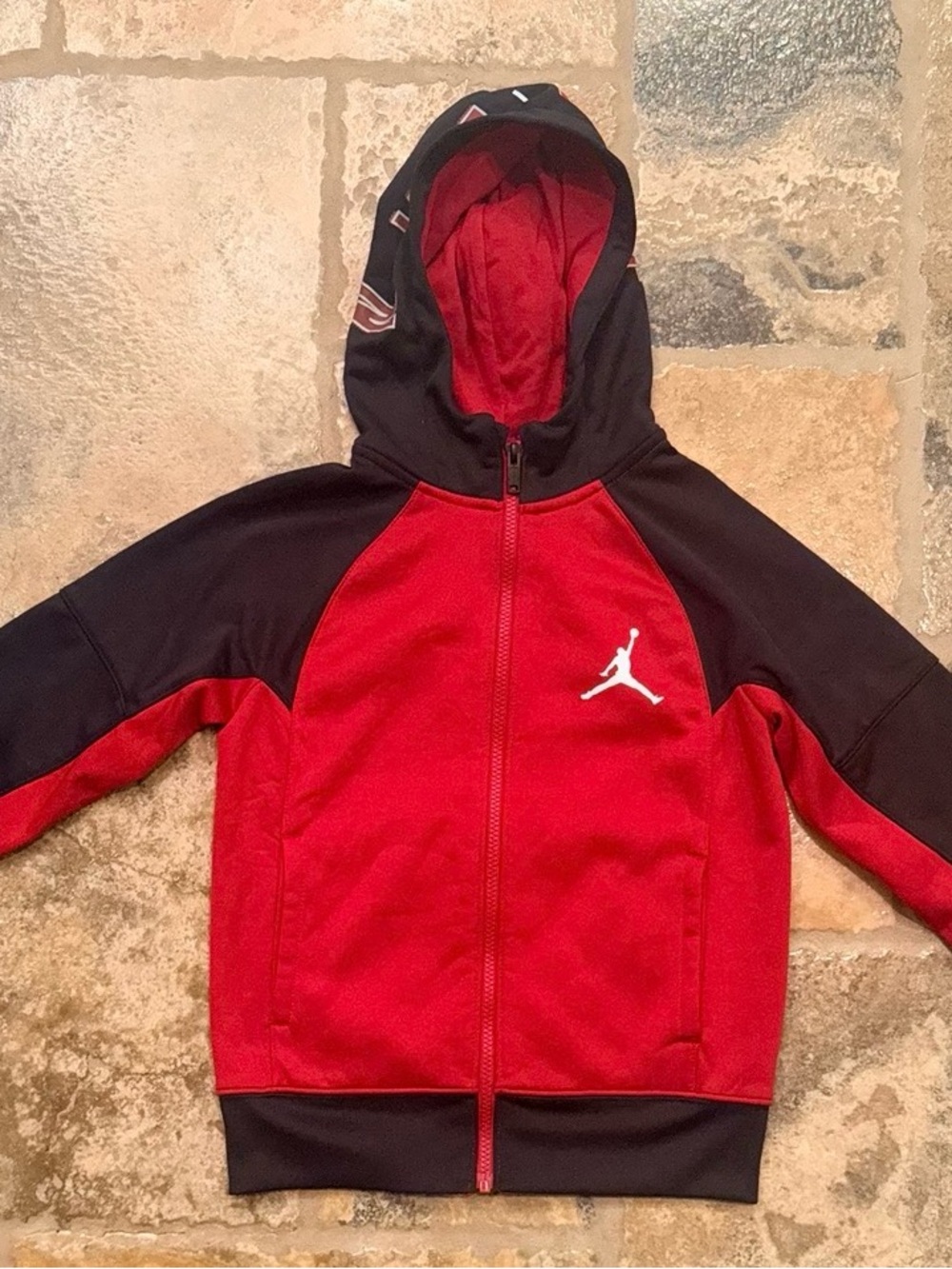 Jordan Red and Black Full-Zip Kids Hoodie
